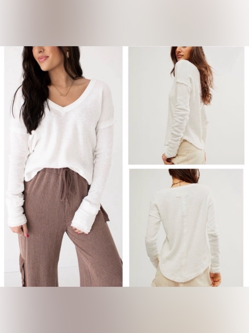 Free People Sail Away Long Sleeve Top In Ivory